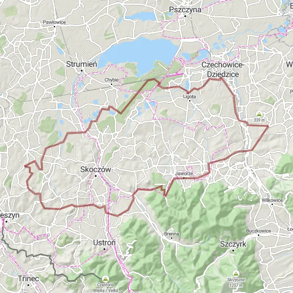 Miniatura mapy "Trasa szutrowa przez Zaborze i Czechowice-Dziedzice" - trasy rowerowej w Śląskie, Poland. Wygenerowane przez planer tras rowerowych Tarmacs.app