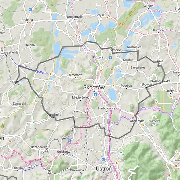 Miniatura mapy "Trasa przez Ochaby Małe i Grodziec" - trasy rowerowej w Śląskie, Poland. Wygenerowane przez planer tras rowerowych Tarmacs.app