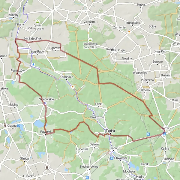 Map miniature of "Historical Heritage Ride" cycling inspiration in Śląskie, Poland. Generated by Tarmacs.app cycling route planner