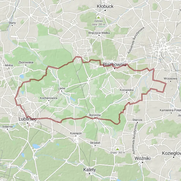 Map miniature of "Paweł's Gravel Adventure" cycling inspiration in Śląskie, Poland. Generated by Tarmacs.app cycling route planner