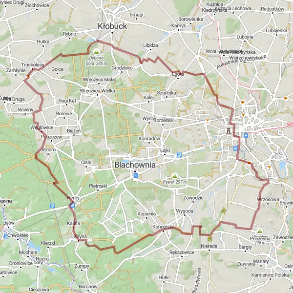 Map miniature of "The Scenic Bór Zapilski Route" cycling inspiration in Śląskie, Poland. Generated by Tarmacs.app cycling route planner