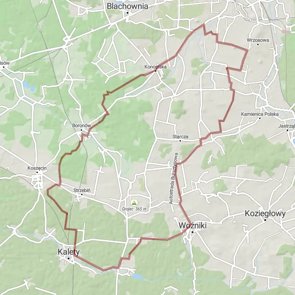 Map miniature of "Woźnicka Adventure Ride" cycling inspiration in Śląskie, Poland. Generated by Tarmacs.app cycling route planner