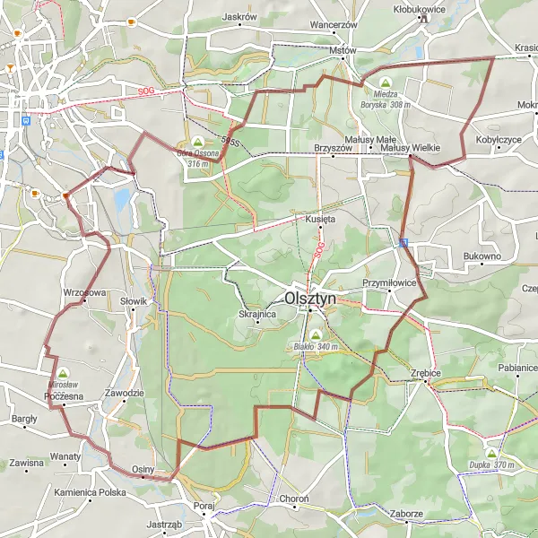 Map miniature of "The Ultimate Gravel Adventure" cycling inspiration in Śląskie, Poland. Generated by Tarmacs.app cycling route planner