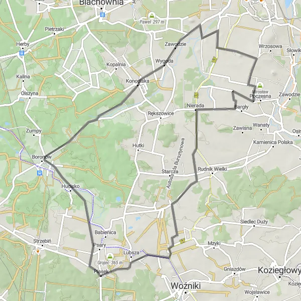 Map miniature of "Mirosław's Road Adventure" cycling inspiration in Śląskie, Poland. Generated by Tarmacs.app cycling route planner