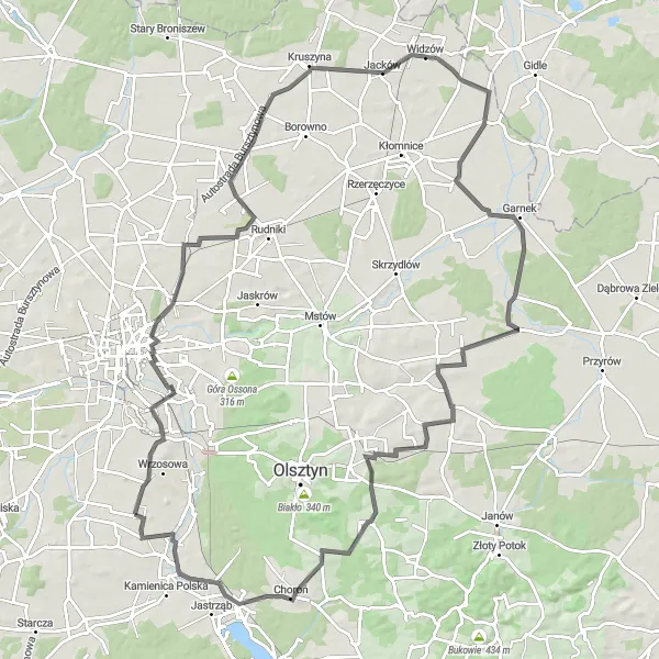 Map miniature of "The Road Cycling Adventure" cycling inspiration in Śląskie, Poland. Generated by Tarmacs.app cycling route planner