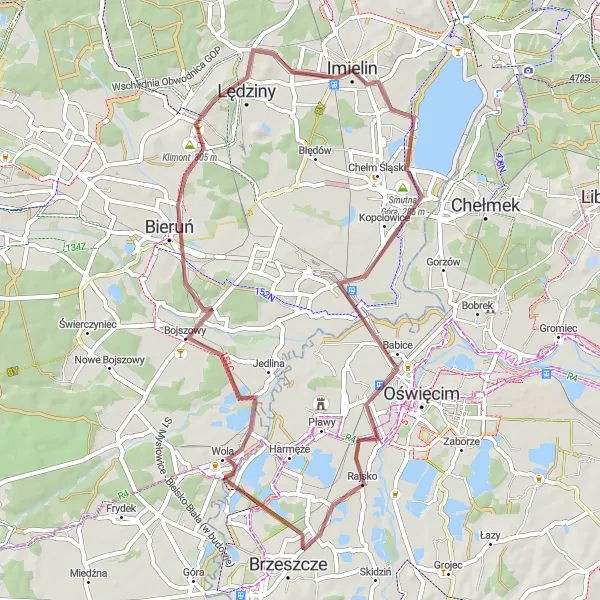 Miniatura mapy "Trasa Gravelowa przez Malownicze Brzeszcze" - trasy rowerowej w Śląskie, Poland. Wygenerowane przez planer tras rowerowych Tarmacs.app