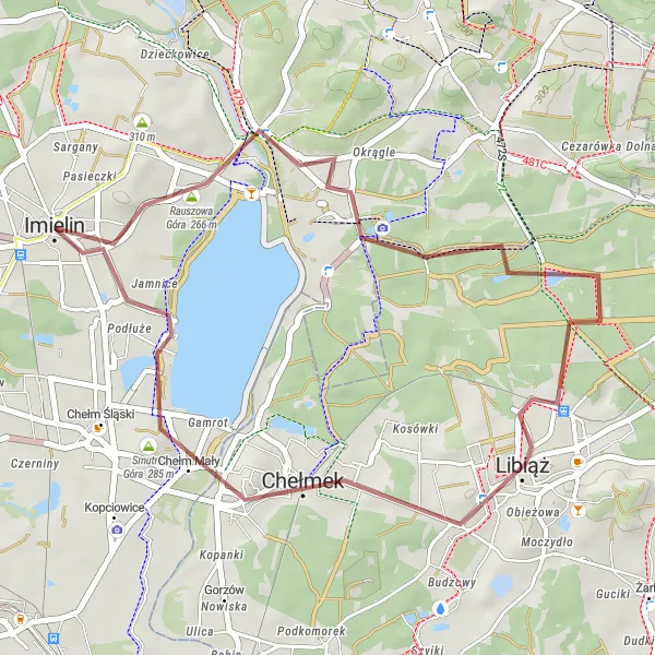 Map miniature of "Gravel Escape" cycling inspiration in Śląskie, Poland. Generated by Tarmacs.app cycling route planner