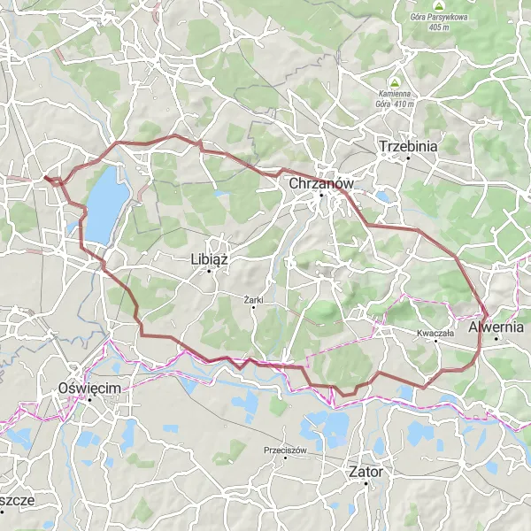 Map miniature of "Imielin to Studnia z XVII wieku round trip" cycling inspiration in Śląskie, Poland. Generated by Tarmacs.app cycling route planner
