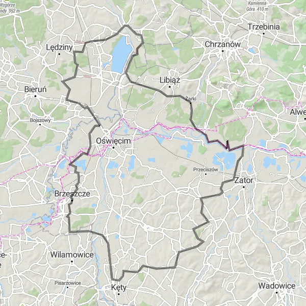 Map miniature of "Road Cycling Adventure" cycling inspiration in Śląskie, Poland. Generated by Tarmacs.app cycling route planner