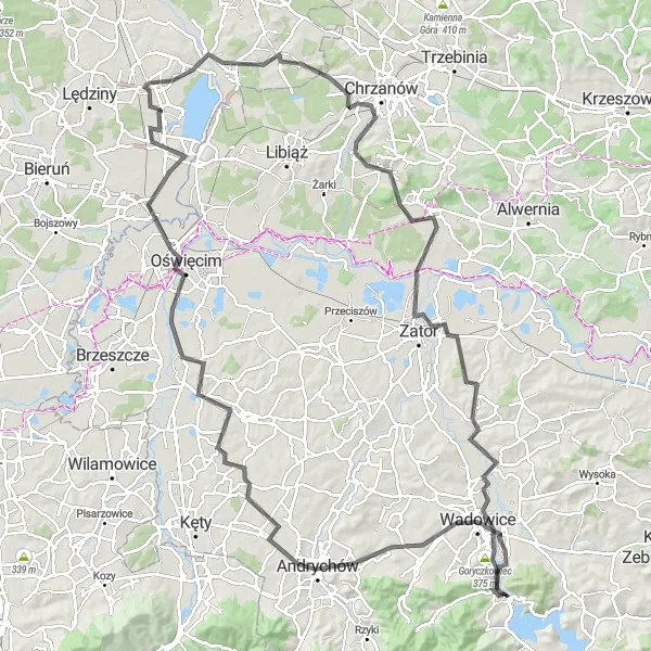 Map miniature of "Scenic Road Adventure" cycling inspiration in Śląskie, Poland. Generated by Tarmacs.app cycling route planner