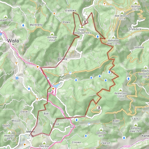 Miniatura mapy "Szlakiem Beskidzkich Wodospadów" - trasy rowerowej w Śląskie, Poland. Wygenerowane przez planer tras rowerowych Tarmacs.app