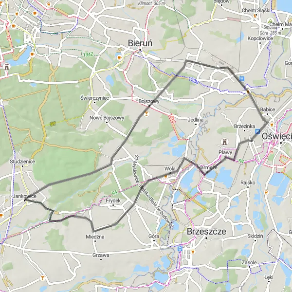 Miniatura mapy "Trasa Szlakiem Ściernie - Grobla" - trasy rowerowej w Śląskie, Poland. Wygenerowane przez planer tras rowerowych Tarmacs.app