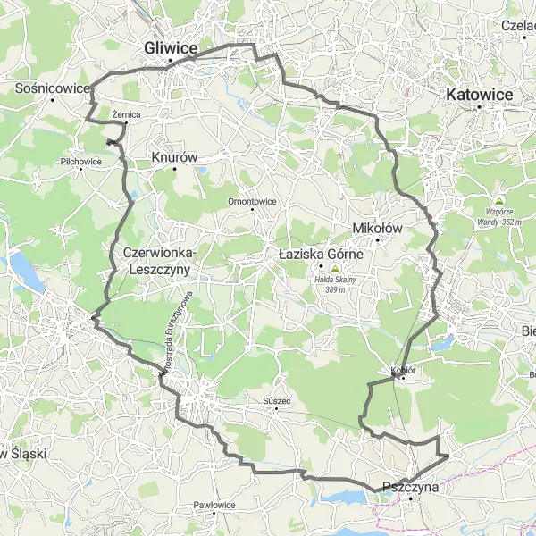 Miniatura mapy "Szlak przez Dolinę Vistuli" - trasy rowerowej w Śląskie, Poland. Wygenerowane przez planer tras rowerowych Tarmacs.app