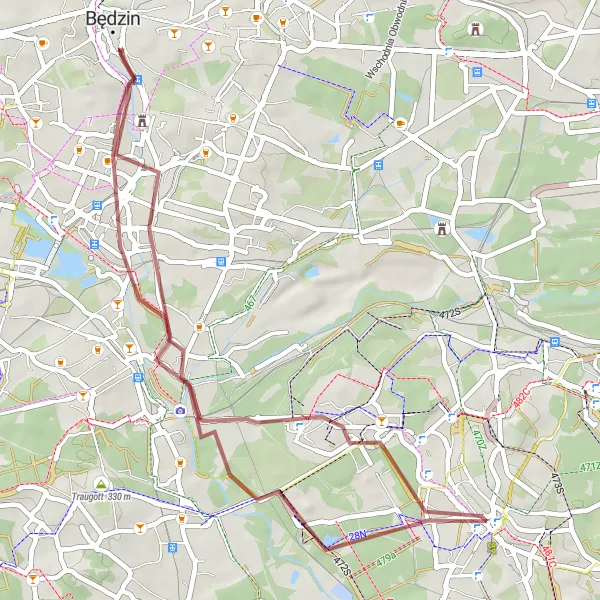 Map miniature of "Mysłowice Exploration" cycling inspiration in Śląskie, Poland. Generated by Tarmacs.app cycling route planner