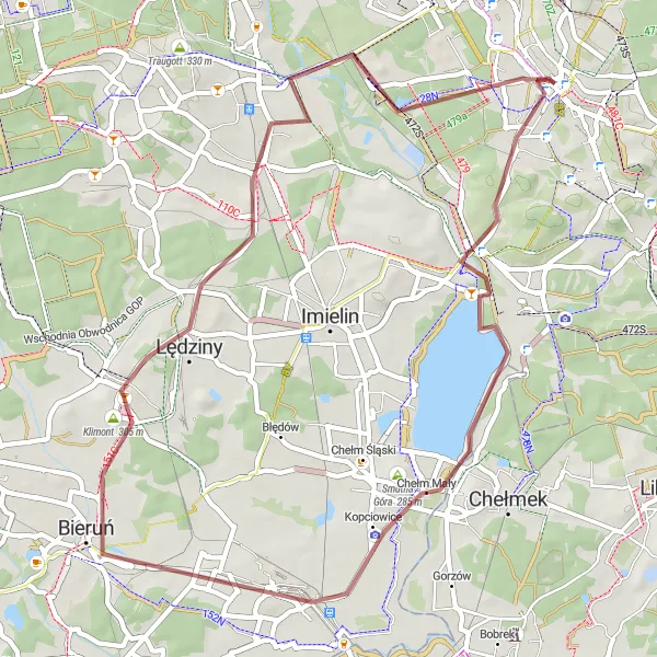 Miniatura mapy "Trasa gravelowa ze studnią z XVII wieku" - trasy rowerowej w Śląskie, Poland. Wygenerowane przez planer tras rowerowych Tarmacs.app