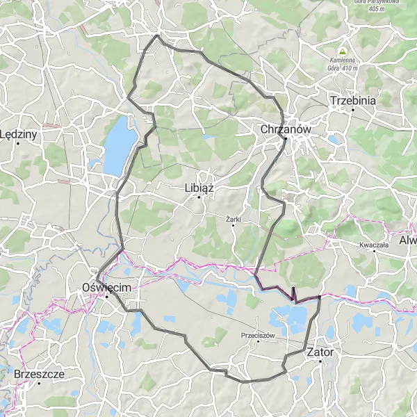 Map miniature of "Grodzisko Discovery" cycling inspiration in Śląskie, Poland. Generated by Tarmacs.app cycling route planner