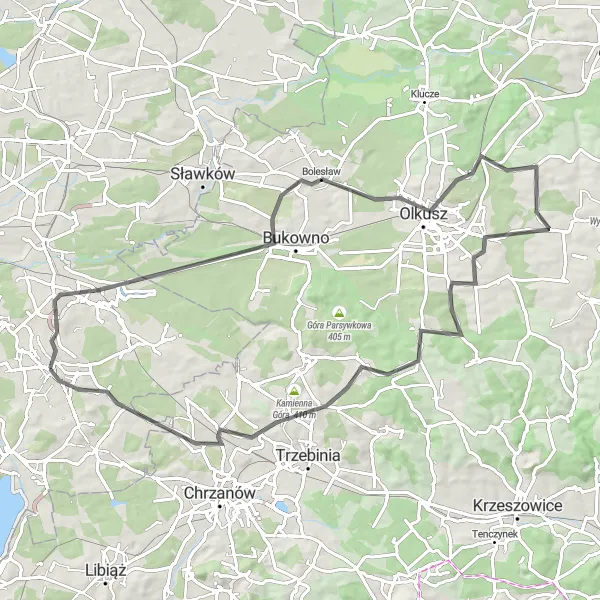 Map miniature of "The Kosmolów Challenge" cycling inspiration in Śląskie, Poland. Generated by Tarmacs.app cycling route planner