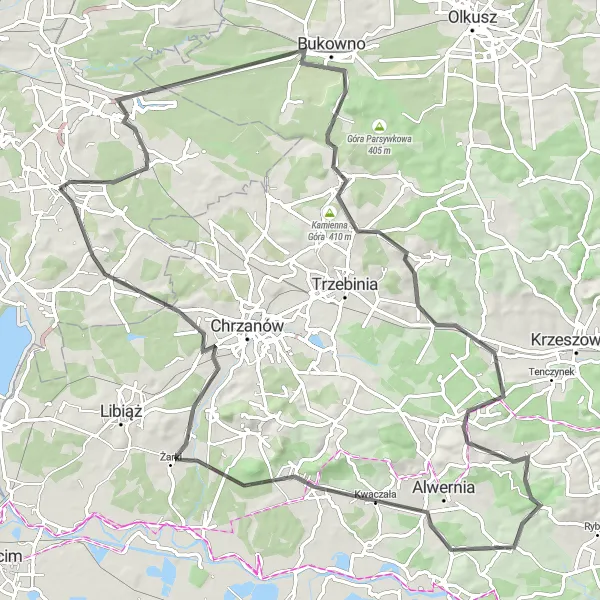 Miniatura mapy "Trasa przez Górę Kowalikowa i Kwaczałę" - trasy rowerowej w Śląskie, Poland. Wygenerowane przez planer tras rowerowych Tarmacs.app