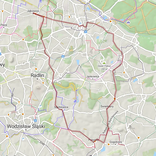Miniatura mapy "Trasa rowerowa gravel przez Śródmieście i Marklowice" - trasy rowerowej w Śląskie, Poland. Wygenerowane przez planer tras rowerowych Tarmacs.app