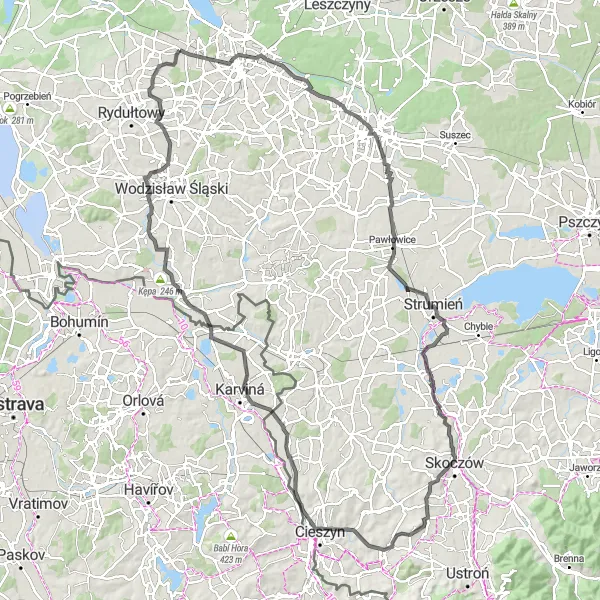 Map miniature of "Jejkowice Rural Journey" cycling inspiration in Śląskie, Poland. Generated by Tarmacs.app cycling route planner
