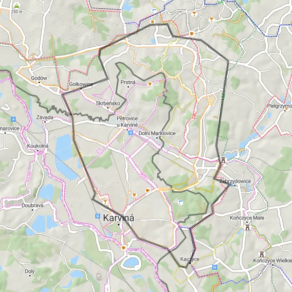 Map miniature of "Mining Heritage Loop" cycling inspiration in Śląskie, Poland. Generated by Tarmacs.app cycling route planner