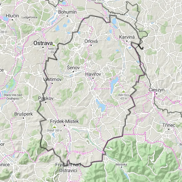 Miniatura mapy "Wyprawa rowerowa przez Beskid Śląski" - trasy rowerowej w Śląskie, Poland. Wygenerowane przez planer tras rowerowych Tarmacs.app