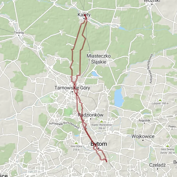 Map miniature of "Kalety to SM15-22 Gravel Route" cycling inspiration in Śląskie, Poland. Generated by Tarmacs.app cycling route planner