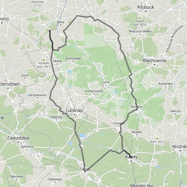 Map miniature of "Tworóg-Patoka Road Challenge" cycling inspiration in Śląskie, Poland. Generated by Tarmacs.app cycling route planner