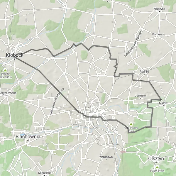 Map miniature of "Marianka Rędzińska and Dobra Góra Road Cycling Loop" cycling inspiration in Śląskie, Poland. Generated by Tarmacs.app cycling route planner
