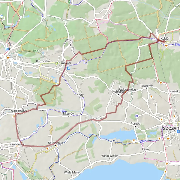 Miniatura mapy "Wyprawa do Brzeźc" - trasy rowerowej w Śląskie, Poland. Wygenerowane przez planer tras rowerowych Tarmacs.app
