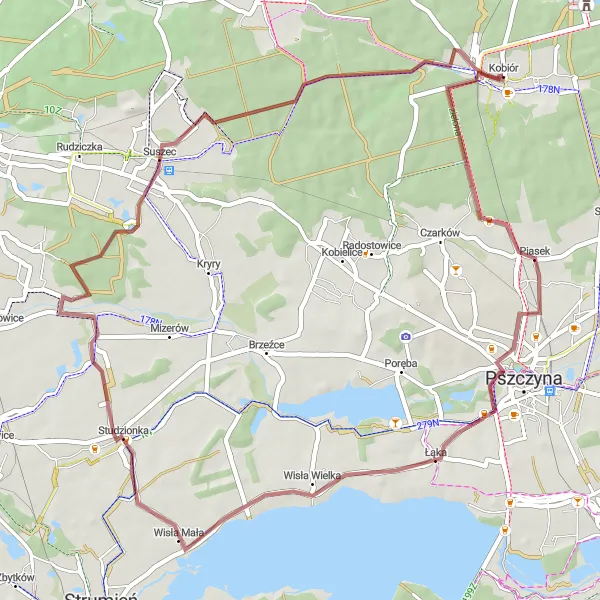 Miniatura mapy "Trasa Gravelowa przez Studzionkę" - trasy rowerowej w Śląskie, Poland. Wygenerowane przez planer tras rowerowych Tarmacs.app