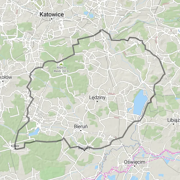 Miniatura mapy "Trasa Szosowa przez Jaworzno" - trasy rowerowej w Śląskie, Poland. Wygenerowane przez planer tras rowerowych Tarmacs.app