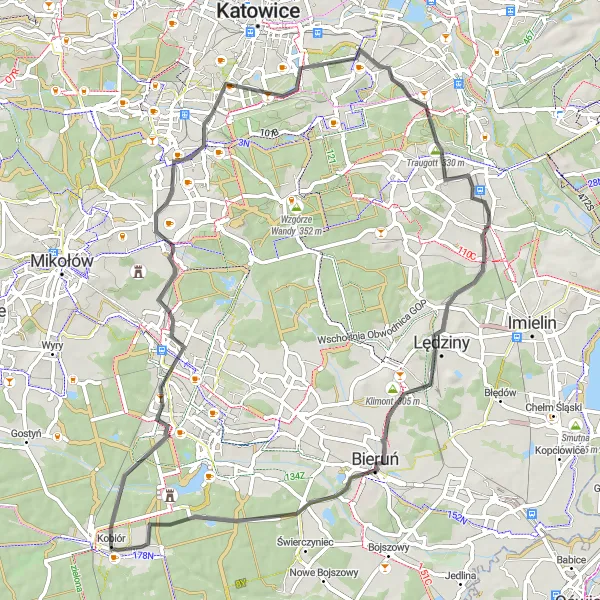 Miniatura mapy "Trasa przez Lędziny i Bieruń" - trasy rowerowej w Śląskie, Poland. Wygenerowane przez planer tras rowerowych Tarmacs.app