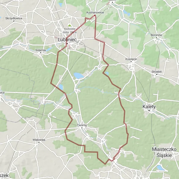 Miniatura mapy "Trasa gravelowa przez Brusiek i Koty" - trasy rowerowej w Śląskie, Poland. Wygenerowane przez planer tras rowerowych Tarmacs.app