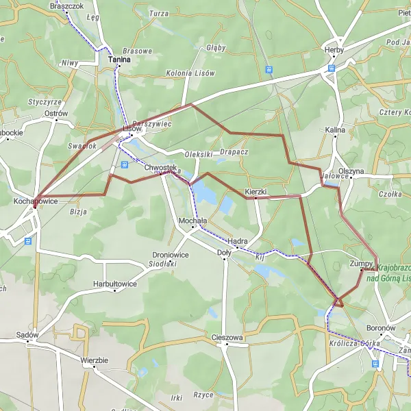 Miniatura mapy "Szlak Kochanowice - Jezioro Klimkówka" - trasy rowerowej w Śląskie, Poland. Wygenerowane przez planer tras rowerowych Tarmacs.app
