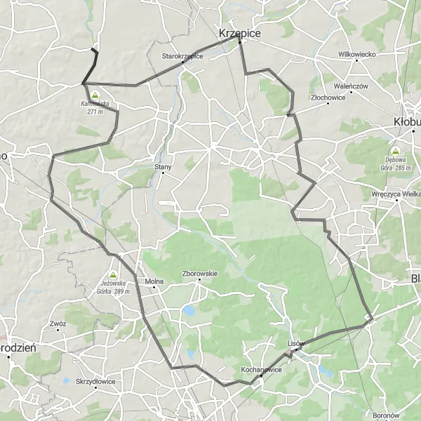 Miniatura mapy "Trasa wokół Kochanowic" - trasy rowerowej w Śląskie, Poland. Wygenerowane przez planer tras rowerowych Tarmacs.app