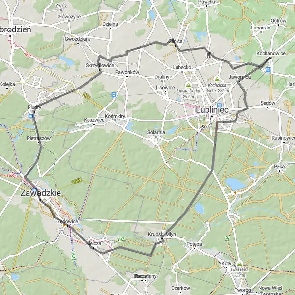 Miniatura mapy "Trasa szosowa przez Krupski Młyn i Kochcice" - trasy rowerowej w Śląskie, Poland. Wygenerowane przez planer tras rowerowych Tarmacs.app