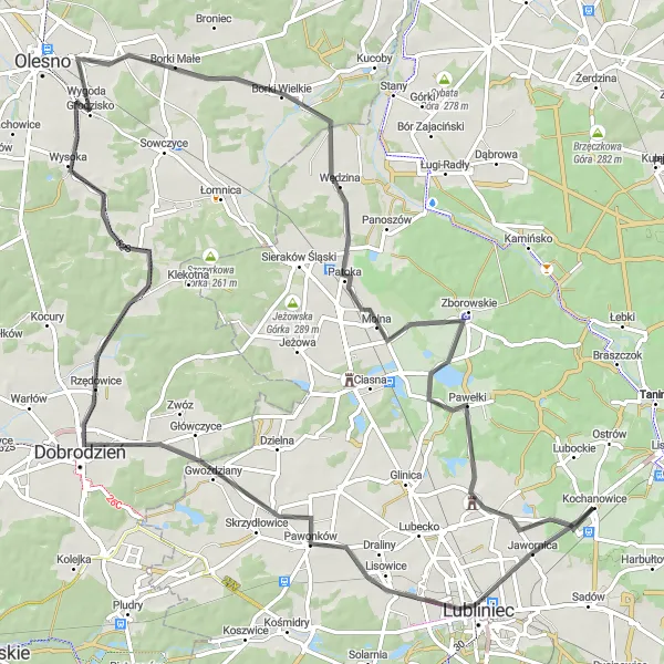Miniatura mapy "Szlak Zamków Polskich" - trasy rowerowej w Śląskie, Poland. Wygenerowane przez planer tras rowerowych Tarmacs.app