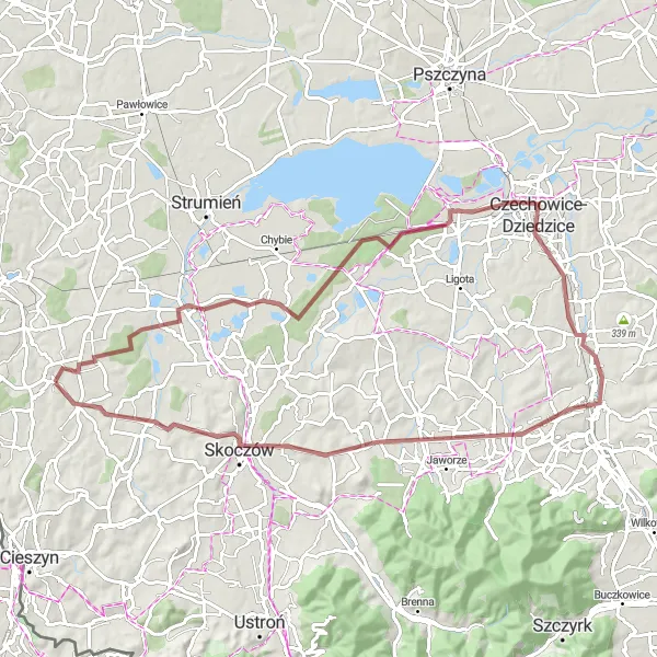 Miniatura mapy "Szlakiem Graveli na Śląsku" - trasy rowerowej w Śląskie, Poland. Wygenerowane przez planer tras rowerowych Tarmacs.app