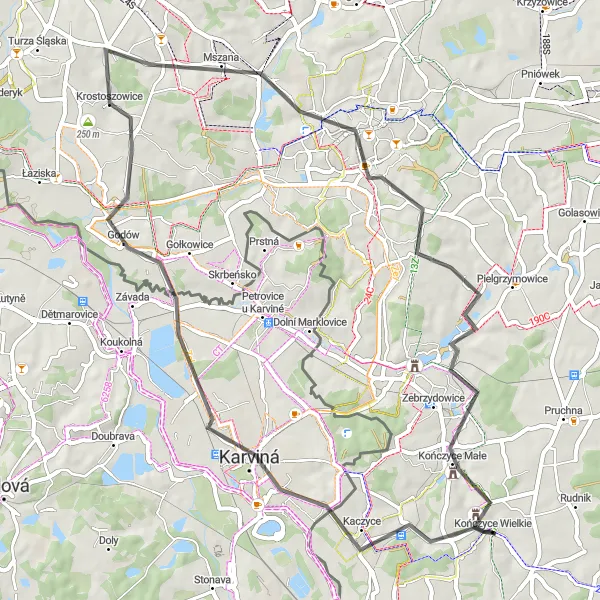 Miniatura mapy "Przejażdżka przez Kotlinę Ostrawską" - trasy rowerowej w Śląskie, Poland. Wygenerowane przez planer tras rowerowych Tarmacs.app