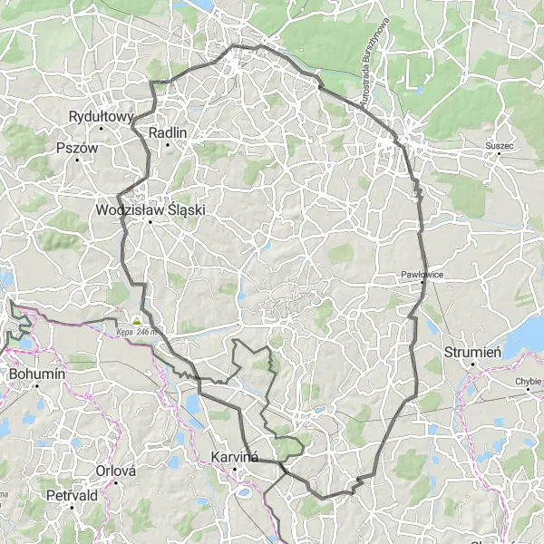 Miniatura mapy "Trasa z Żor do Porzedzi przez Rybnik i Turzę Śląską" - trasy rowerowej w Śląskie, Poland. Wygenerowane przez planer tras rowerowych Tarmacs.app