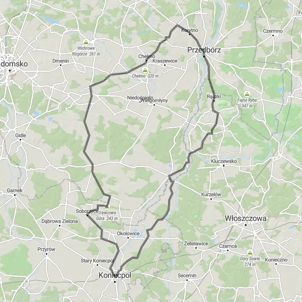 Map miniature of "Majestic Hills" cycling inspiration in Śląskie, Poland. Generated by Tarmacs.app cycling route planner