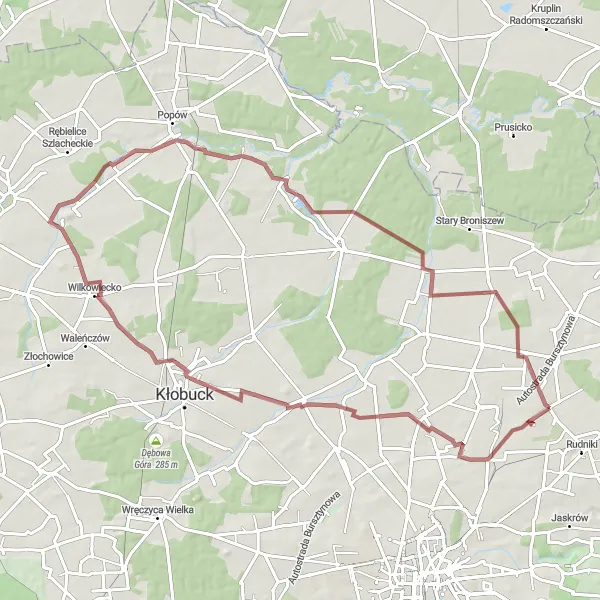 Map miniature of "Kościelce to Czarny Las" cycling inspiration in Śląskie, Poland. Generated by Tarmacs.app cycling route planner