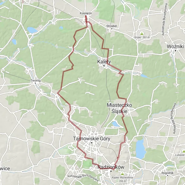 Miniatura mapy "Szlak Gravelowy Kalety-Brusiek" - trasy rowerowej w Śląskie, Poland. Wygenerowane przez planer tras rowerowych Tarmacs.app