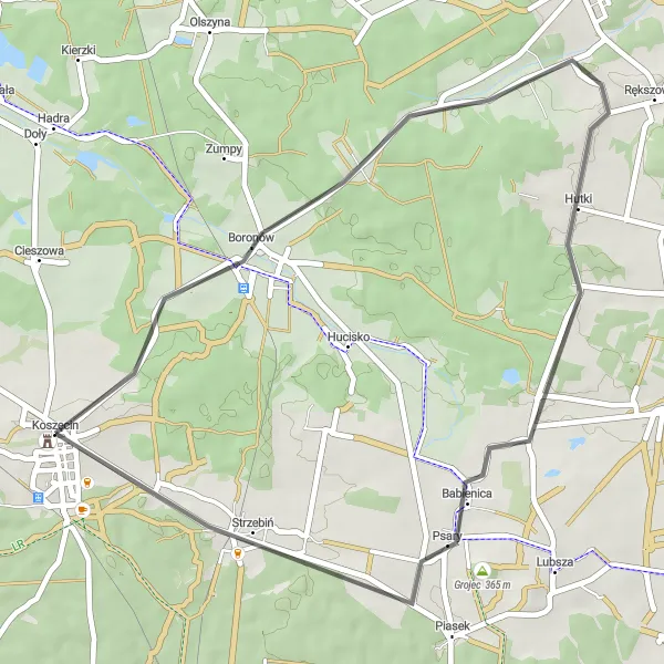 Map miniature of "Koszęcin and Psary Road Loop" cycling inspiration in Śląskie, Poland. Generated by Tarmacs.app cycling route planner