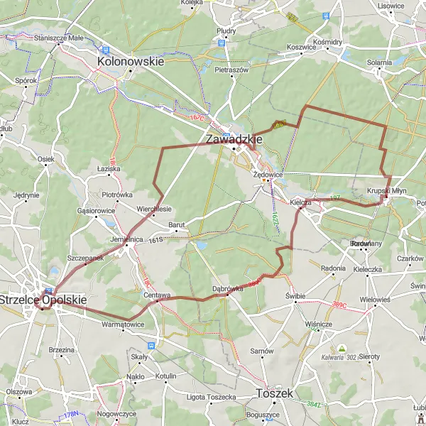 Map miniature of "Szczepanek Explorer" cycling inspiration in Śląskie, Poland. Generated by Tarmacs.app cycling route planner