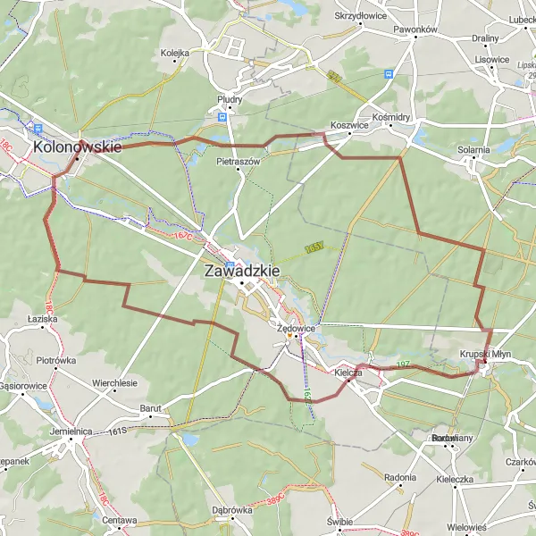 Map miniature of "Kolonowskie Adventure" cycling inspiration in Śląskie, Poland. Generated by Tarmacs.app cycling route planner