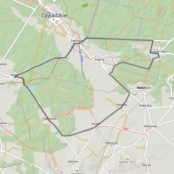 Miniatura mapy "Trasa rowerowa przez Dąbrówkę i Barut" - trasy rowerowej w Śląskie, Poland. Wygenerowane przez planer tras rowerowych Tarmacs.app