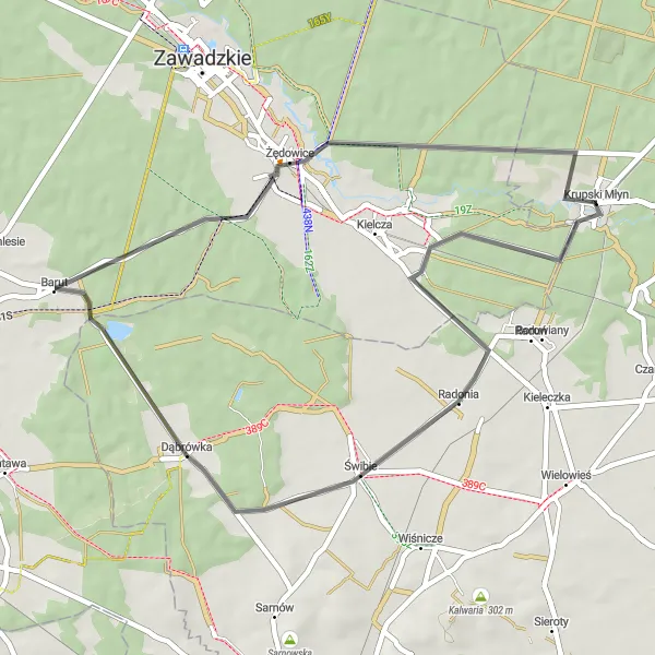 Map miniature of "Zędowice Loop" cycling inspiration in Śląskie, Poland. Generated by Tarmacs.app cycling route planner