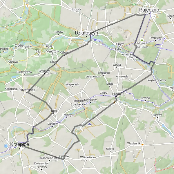 Miniatura mapy "Rowerem przez urokliwe Lipie" - trasy rowerowej w Śląskie, Poland. Wygenerowane przez planer tras rowerowych Tarmacs.app